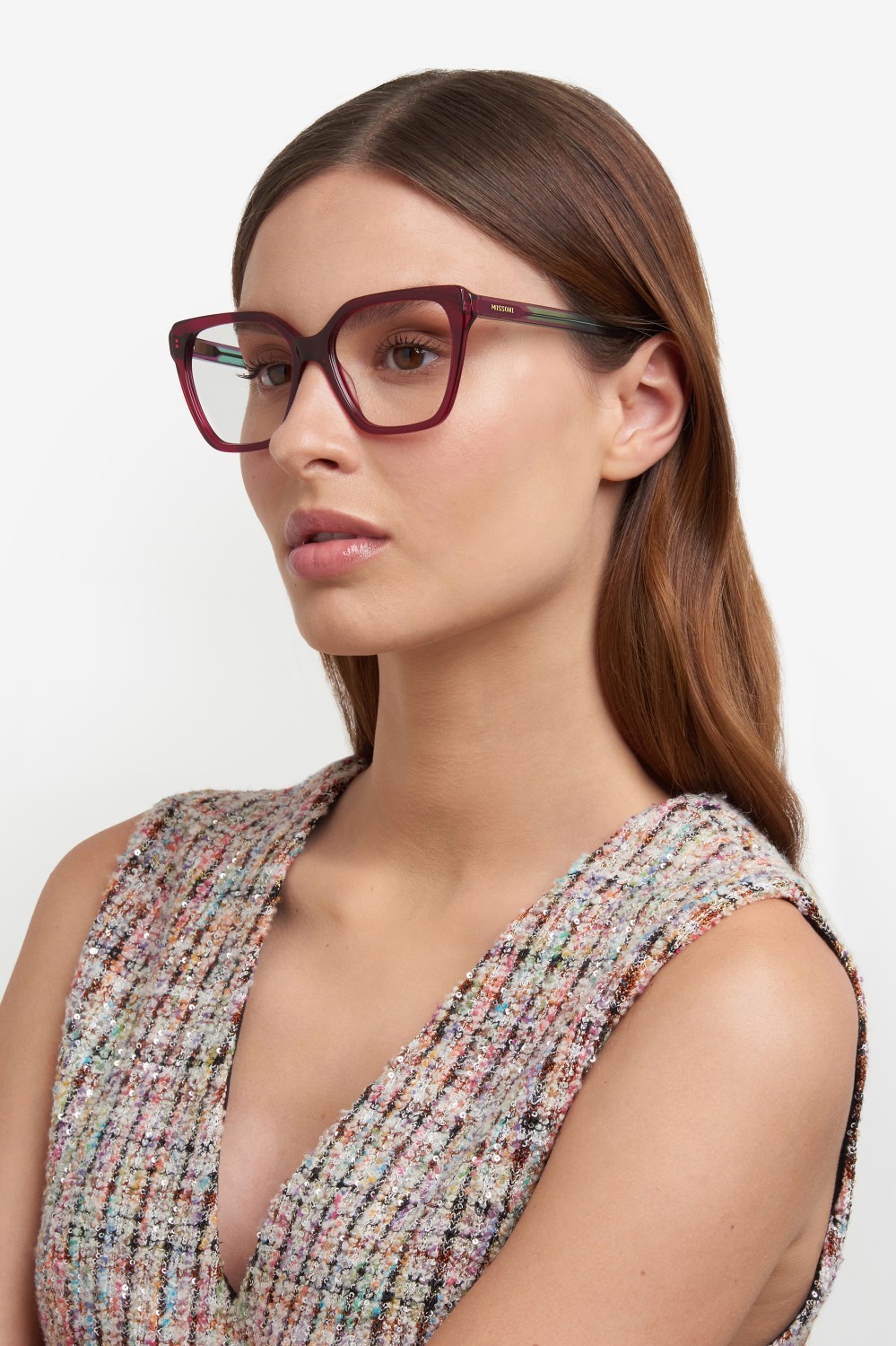 Occhiali da vista Missoni Mis 0211 108902 MU1 colore fuchsia forma rettangolare 