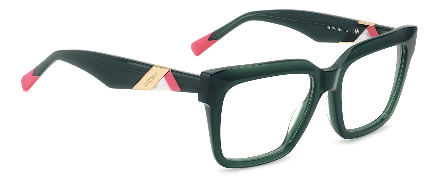 Eyeglasses Missoni Mis 0196 108906 1ED color green shape rectangle 
