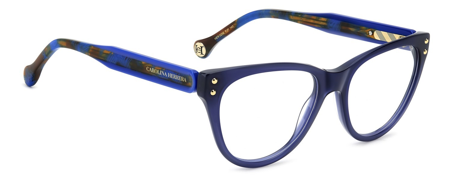 Eyeglasses Carolina Herrera Her 0256 108967 PJP color blue shape cat eye 