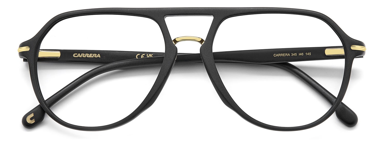 Brillen Carrera 345 108973 (I46) farbe matte black gold form aviator 