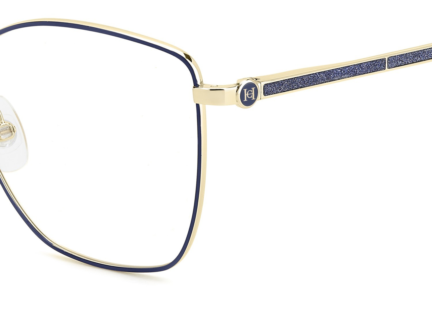 Occhiali da vista Carolina Herrera Her 0264 109057 NUC colore matte blue gold forma farfalla 