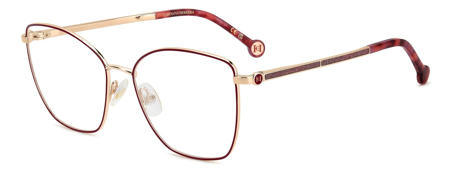 Occhiali da vista Carolina Herrera Her 0264 109057 YK9 colore burgundy copper gold forma farfalla 