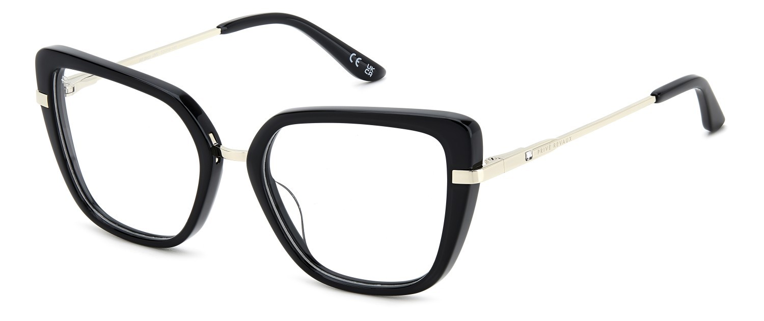 Occhiali da vista Privé Revaux Art Deco 109108 2M2 colore black gold forma cat eye 