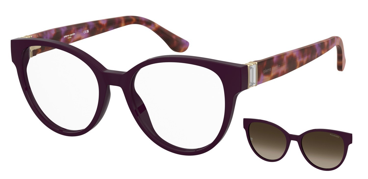 Eyeglasses Pierre Cardin P.c. 8538/C 109217 HKZ color violet havana shape cat eye lenses brown shaded polarized