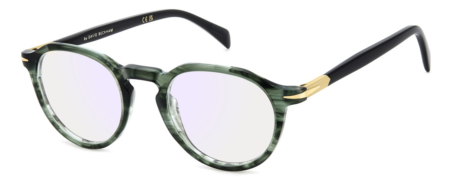 Occhiali da vista David Beckham Db 1180 109270 6AK colore green horn forma pantos lenti blue mirror