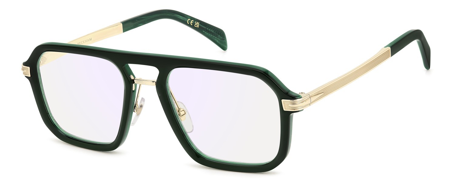 Eyeglasses David Beckham Db 7142 109284 GC1 color green marble gold shape rectangle lenses blue mirror