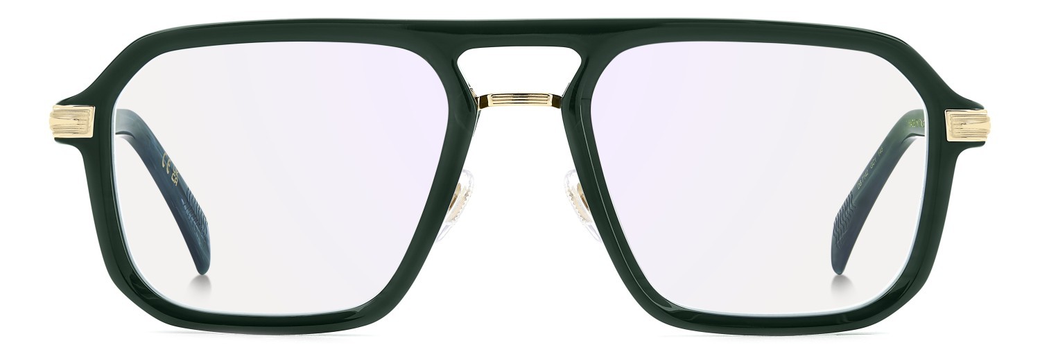 Eyeglasses David Beckham Db 7142 109284 GC1 color green marble gold shape rectangle lenses blue mirror