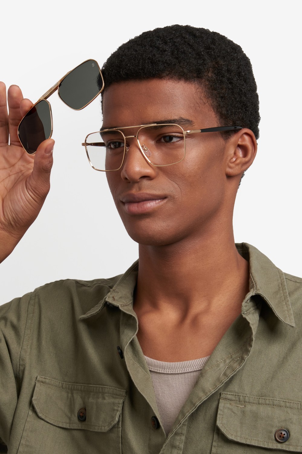 Occhiali da vista David Beckham Db 1187/G 109287 J5G colore gold forma rettangolare lenti green polarized