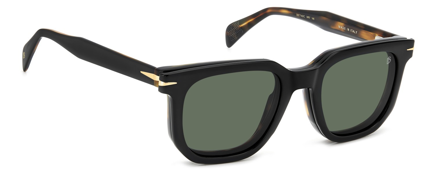 Occhiali da vista David Beckham Db 7143/C 109295 WR7 colore black havana forma quadrato lenti green polarized