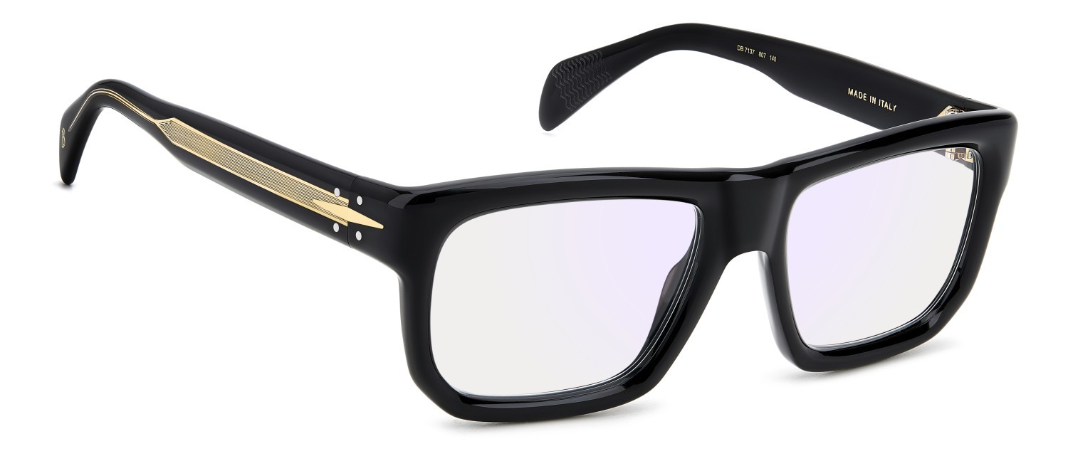 Eyeglasses David Beckham Db 7137 109301 807 color black shape rectangle lenses blue mirror
