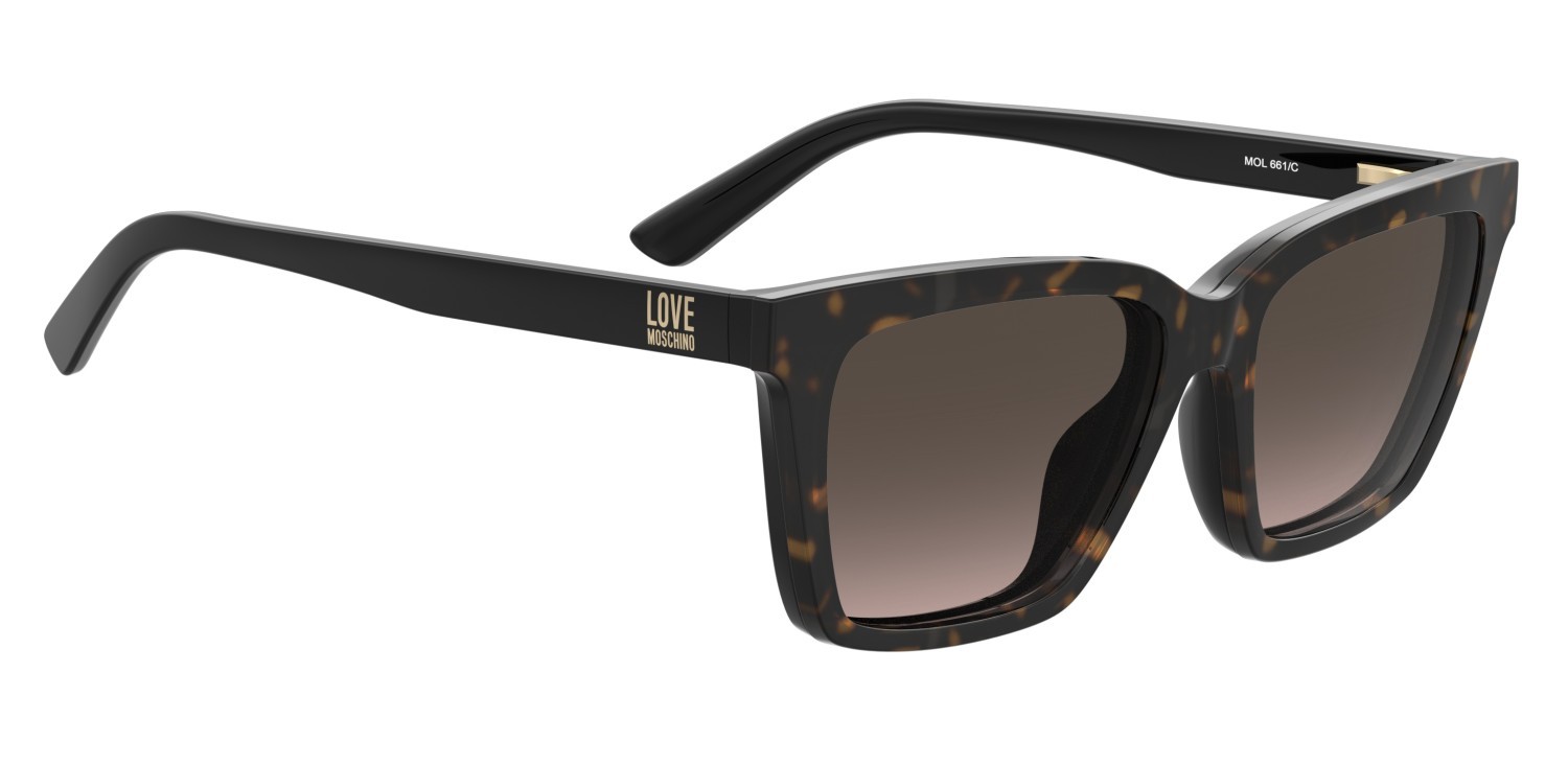 Eyeglasses Moschino Love Mol661/C 109312 581 color havana black shape rectangle lenses brown shaded