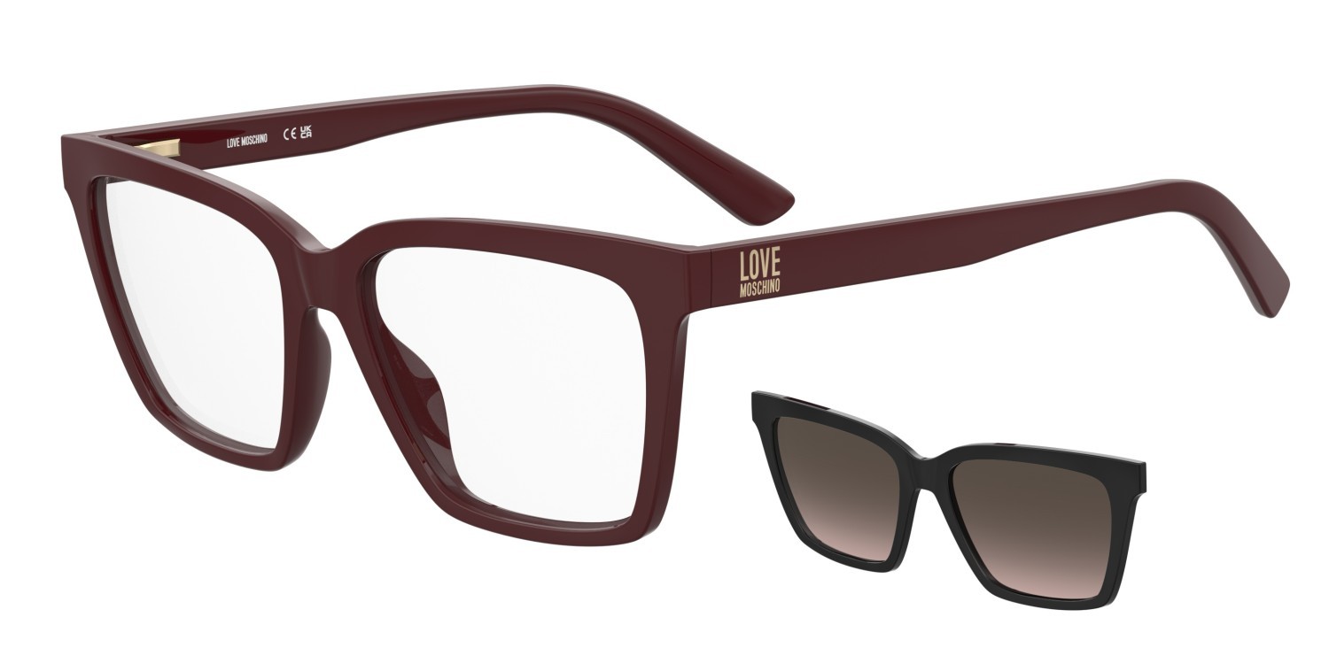 Eyeglasses Moschino Love Mol661/C 109312 GUU color black burgundy shape rectangle lenses dark grey shaded