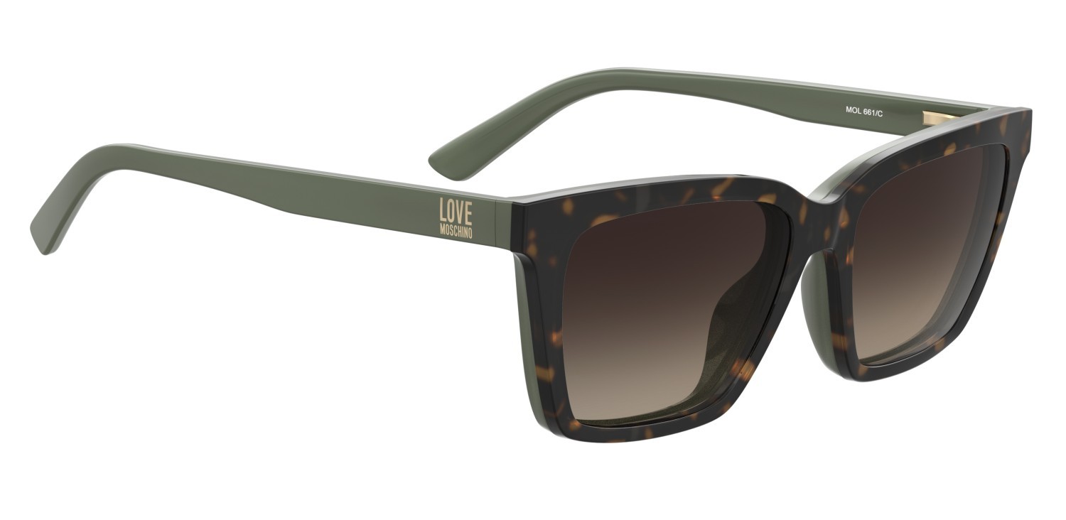 Occhiali da vista Moschino Love Mol661/C 109312 PHW colore havana green forma rettangolare lenti brown shaded