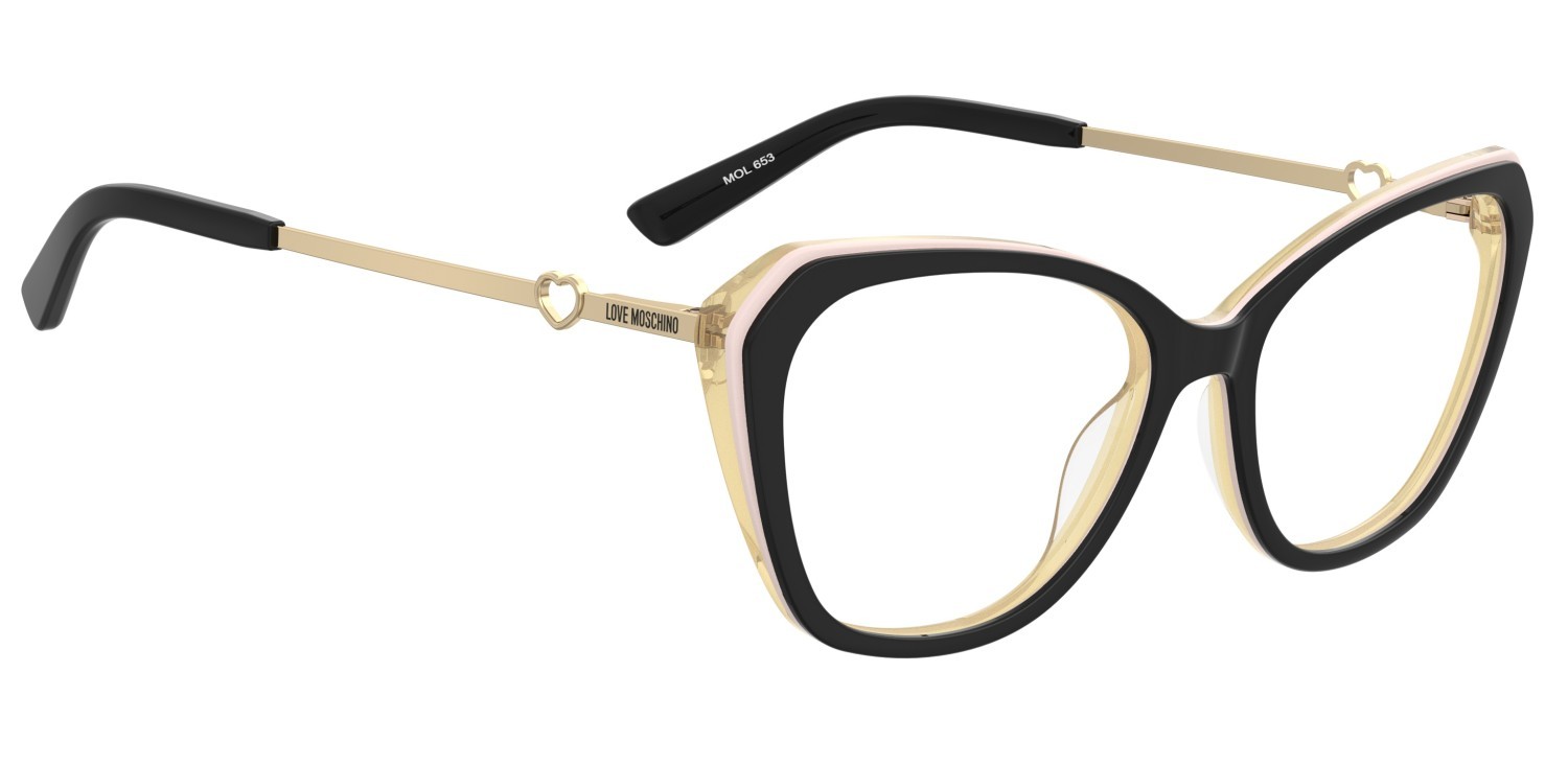 Eyeglasses Moschino Love Mol653 109316 SZE color black multicolor shape rectangle 