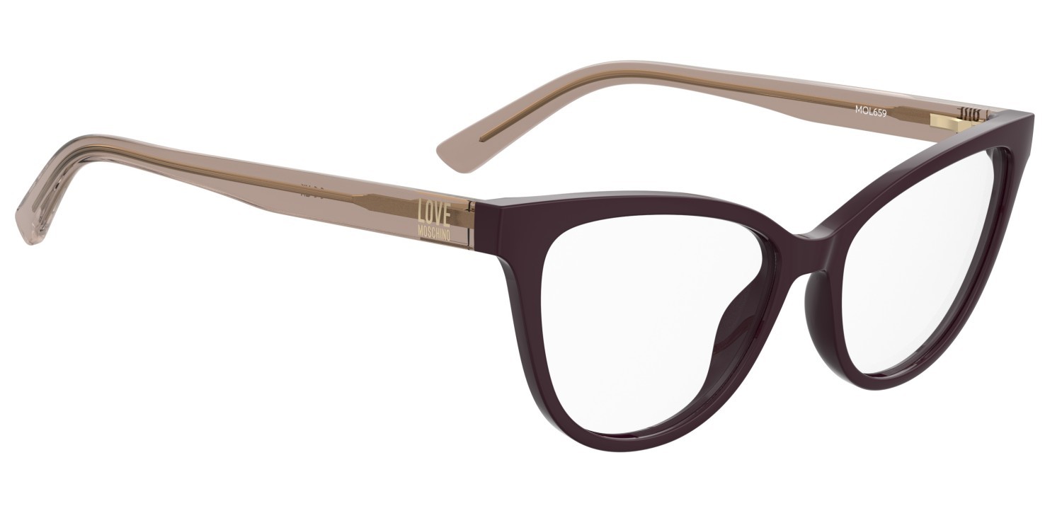 Occhiali da vista Moschino Love Mol659 109318 0T7 colore plum forma cat eye 