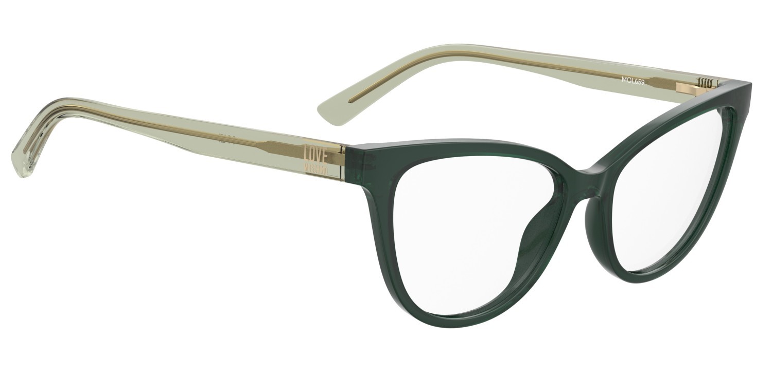 Eyeglasses Moschino Love Mol659 109318 1ED color green shape cat eye 