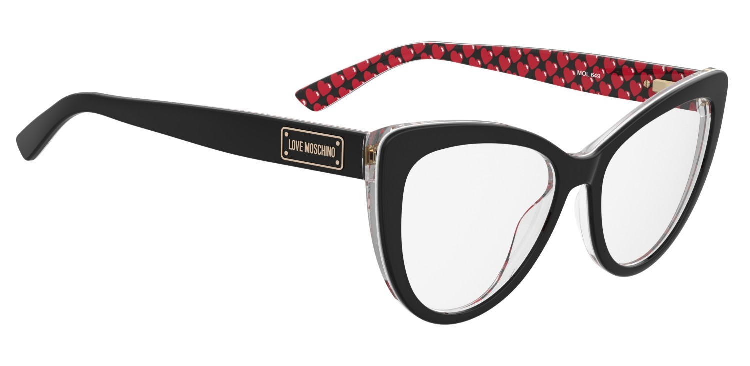 Occhiali da vista Moschino Love Mol649 109331 UYY colore black pattern red forma cat eye 