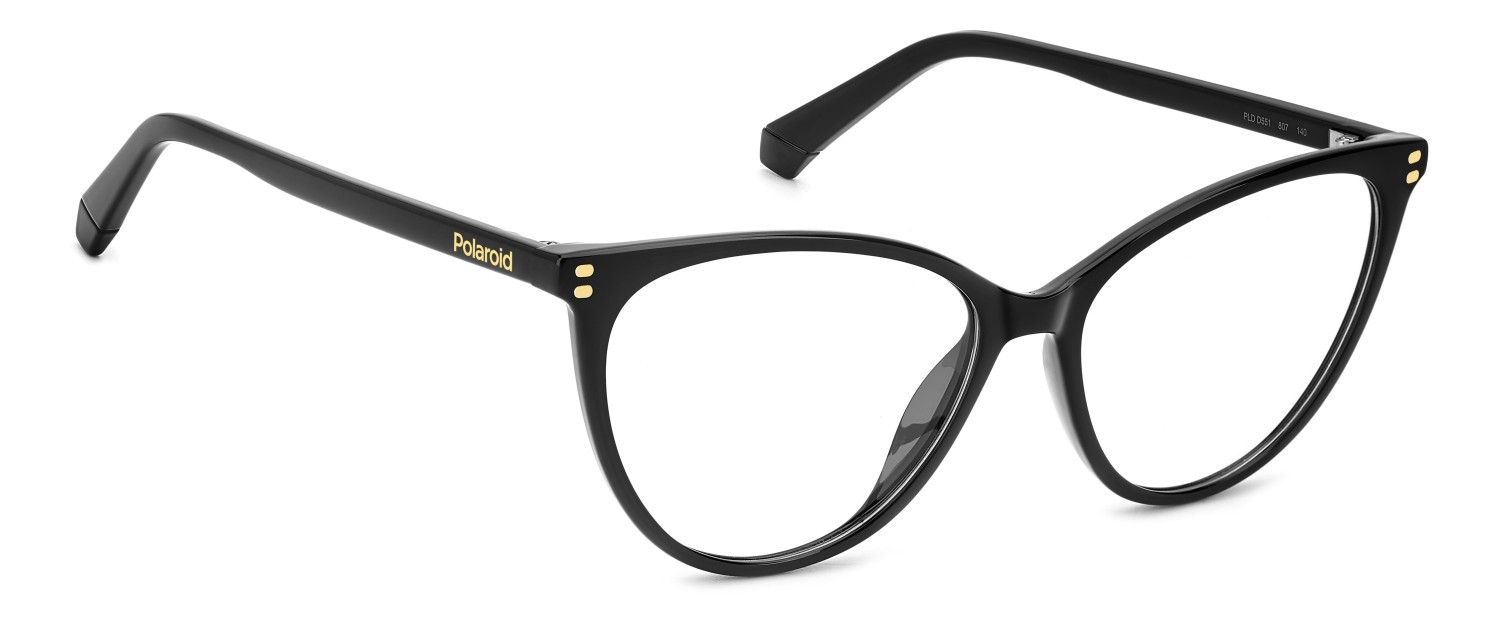 Eyeglasses Polaroid Pld D551 109334 807 color black shape cat eye 