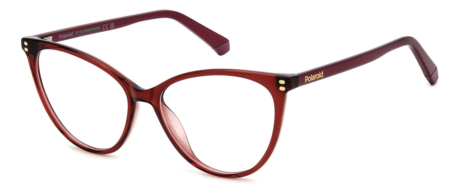 Eyeglasses Polaroid Pld D551 109334 LHF color burgundy shape cat eye 