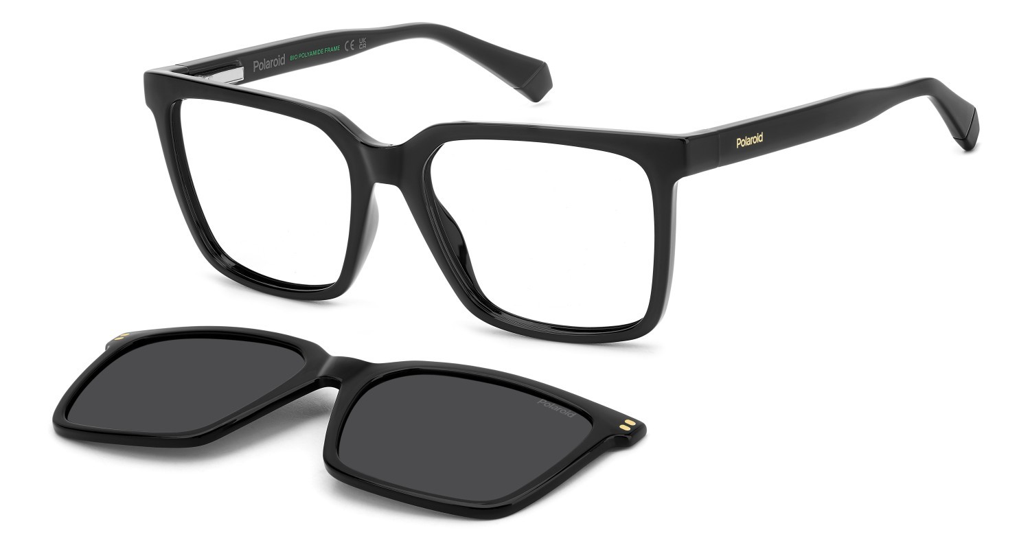Eyeglasses Polaroid Pld D556/C 109341 807 color black shape rectangle lenses grey polarized