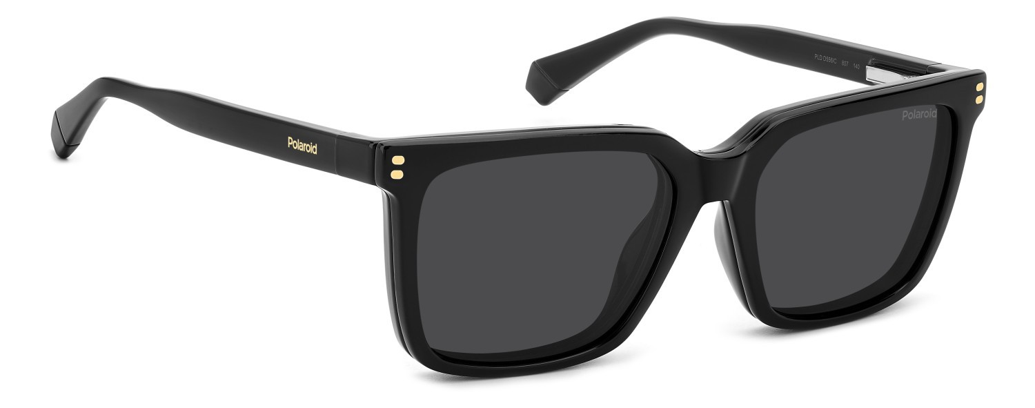 Eyeglasses Polaroid Pld D556/C 109341 807 color black shape rectangle lenses grey polarized