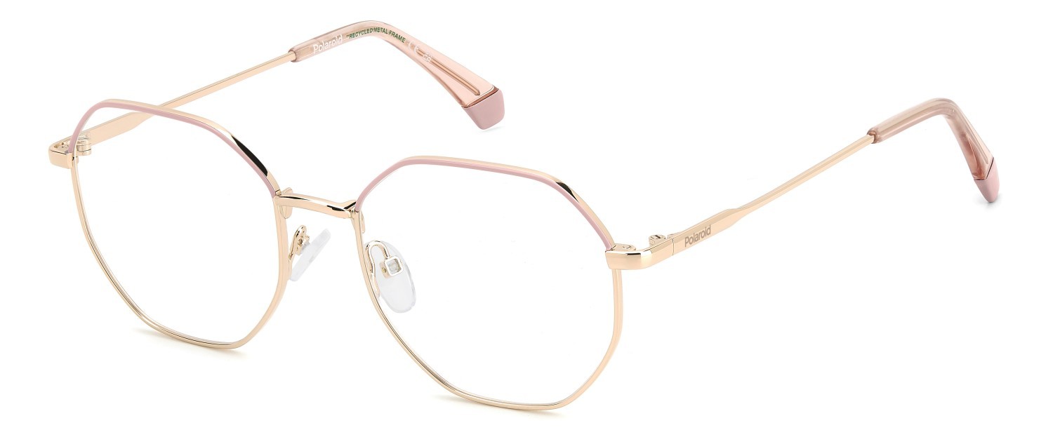 Eyeglasses Polaroid Pld D555 109342 EYR color gold pink shape rectangle 