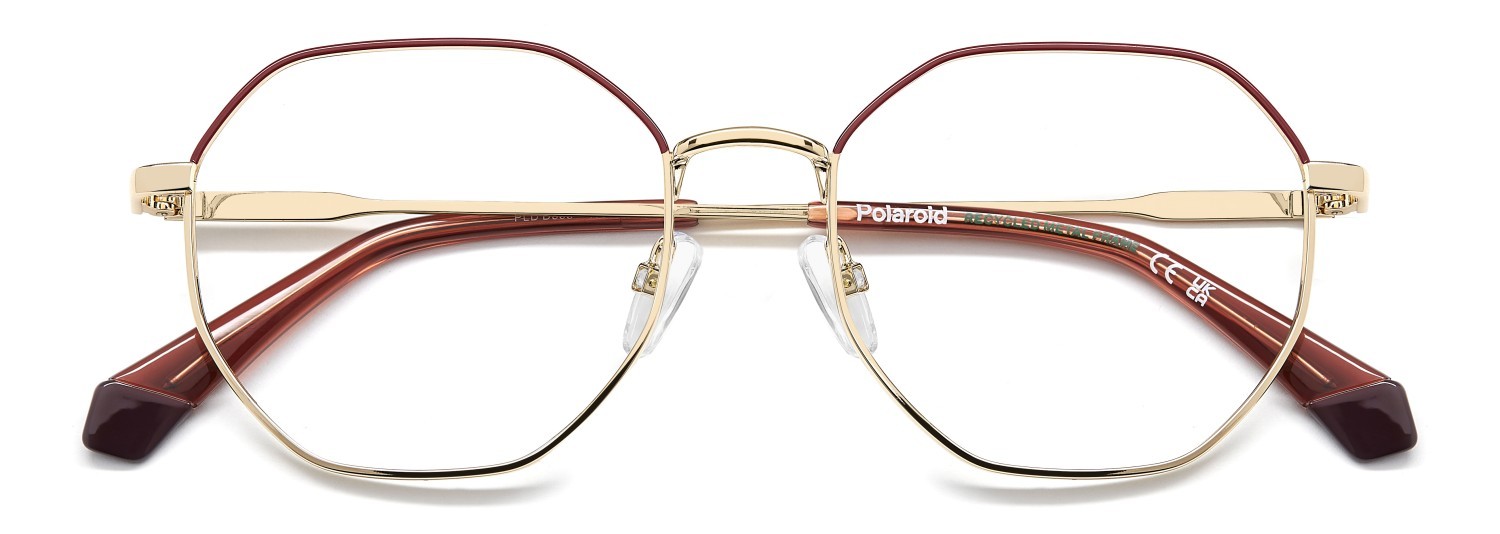 Eyeglasses Polaroid Pld D555 109342 NOA color gold burgundy shape rectangle 