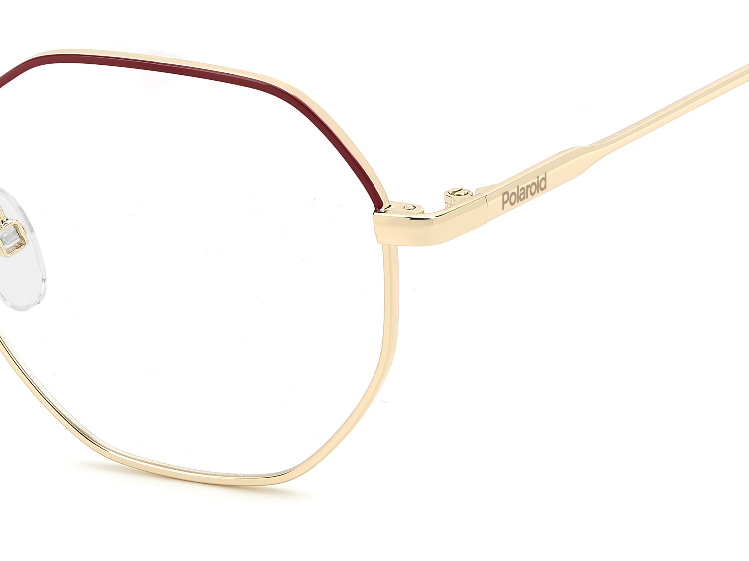 Eyeglasses Polaroid Pld D555 109342 NOA color gold burgundy shape rectangle 