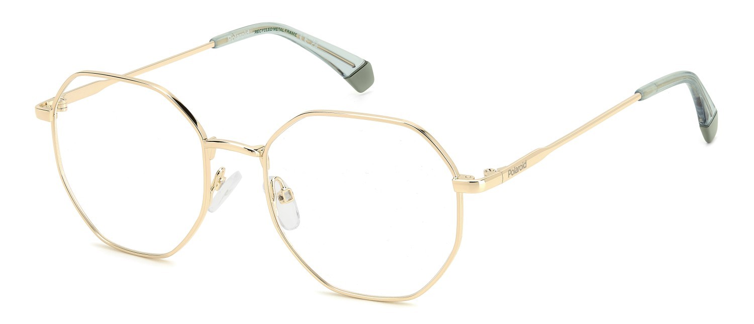 Eyeglasses Polaroid Pld D555 109342 PEF color gold green shape rectangle 