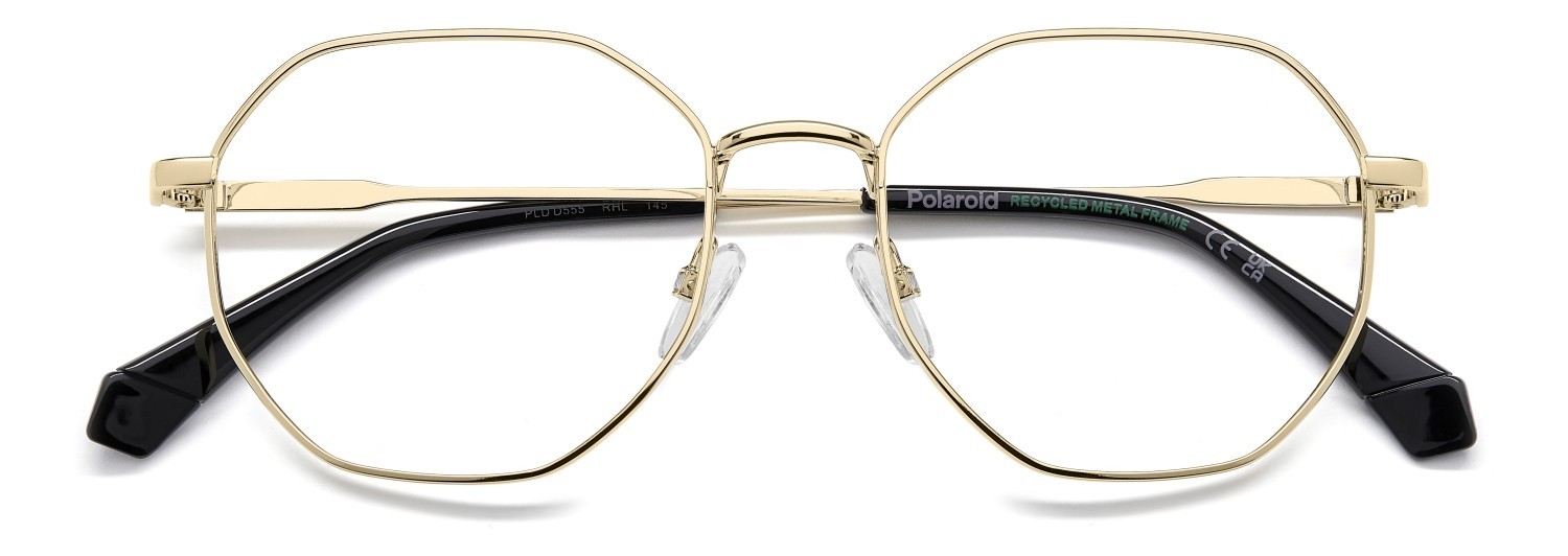 Eyeglasses Polaroid Pld D555 109342 RHL color gold black_ shape rectangle 