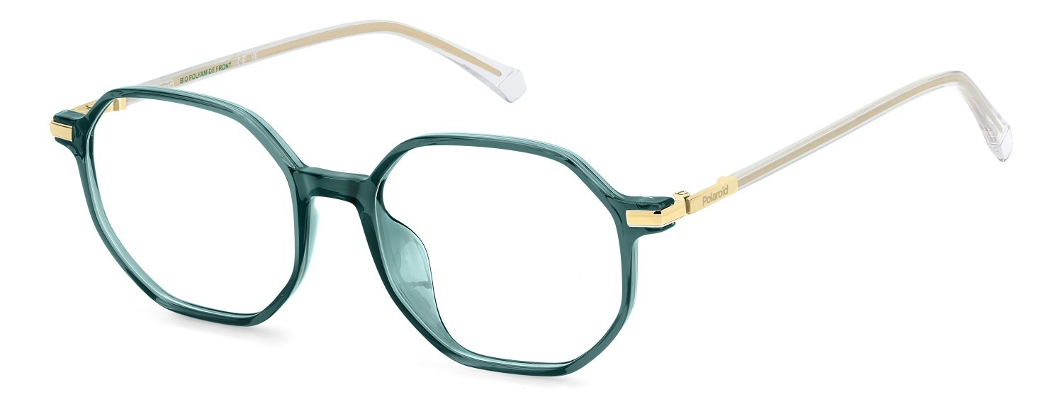 Eyeglasses Polaroid Pld D566/G 109343 ZI9 color teal shape round 