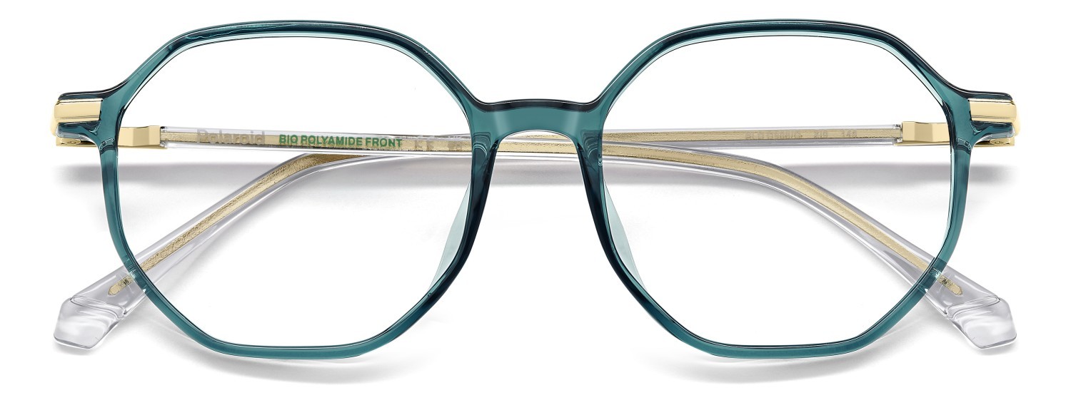 Eyeglasses Polaroid Pld D566/G 109343 ZI9 color teal shape round 