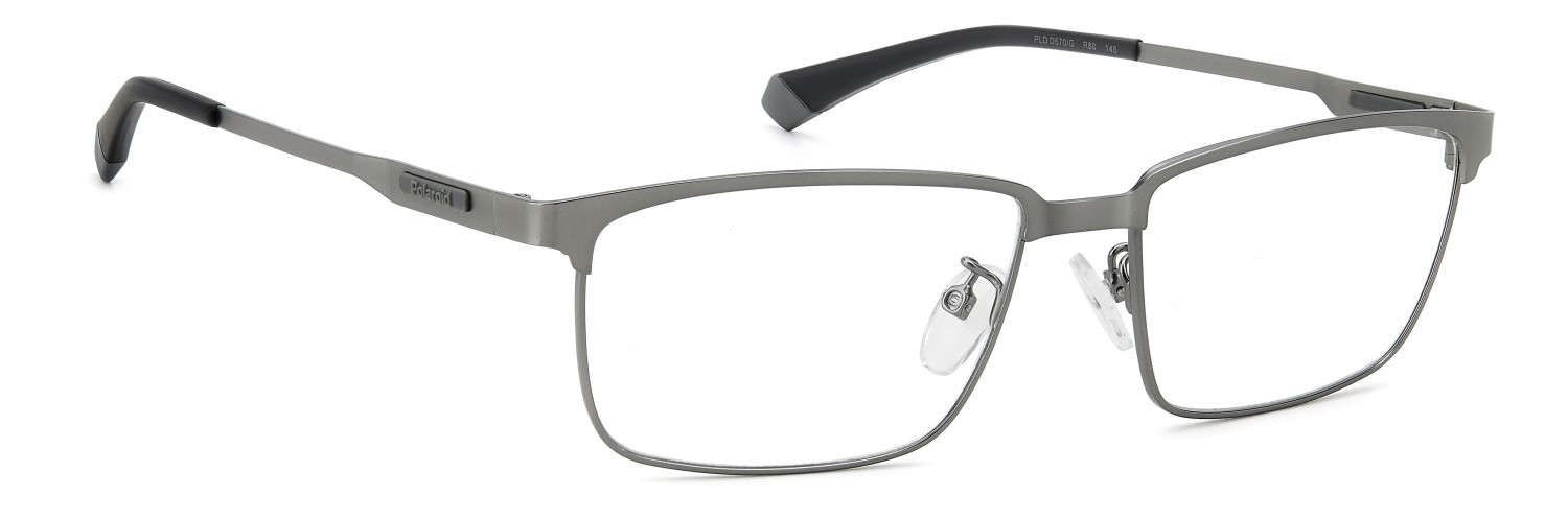 Eyeglasses Polaroid Pld D570/G 109345 R80 color matte dark ruthenium shape rectangle 