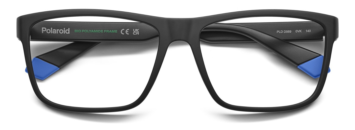 Eyeglasses Polaroid Pld D569 109350 0VK color matte black blue shape rectangle 