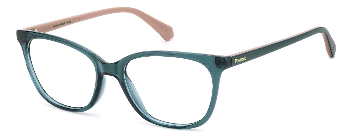 Occhiali da vista Polaroid Pld D560 109351 ZI9 colore teal forma rettangolare 
