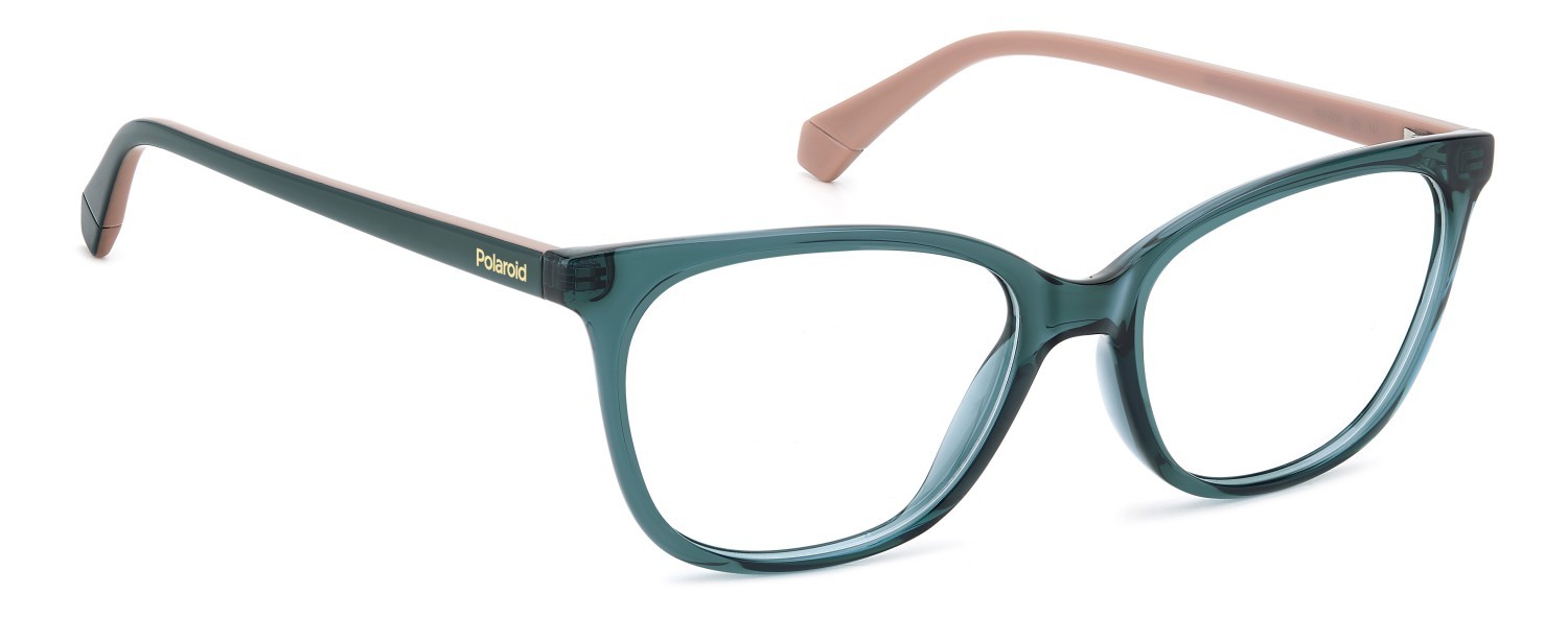 Occhiali da vista Polaroid Pld D560 109351 ZI9 colore teal forma rettangolare 