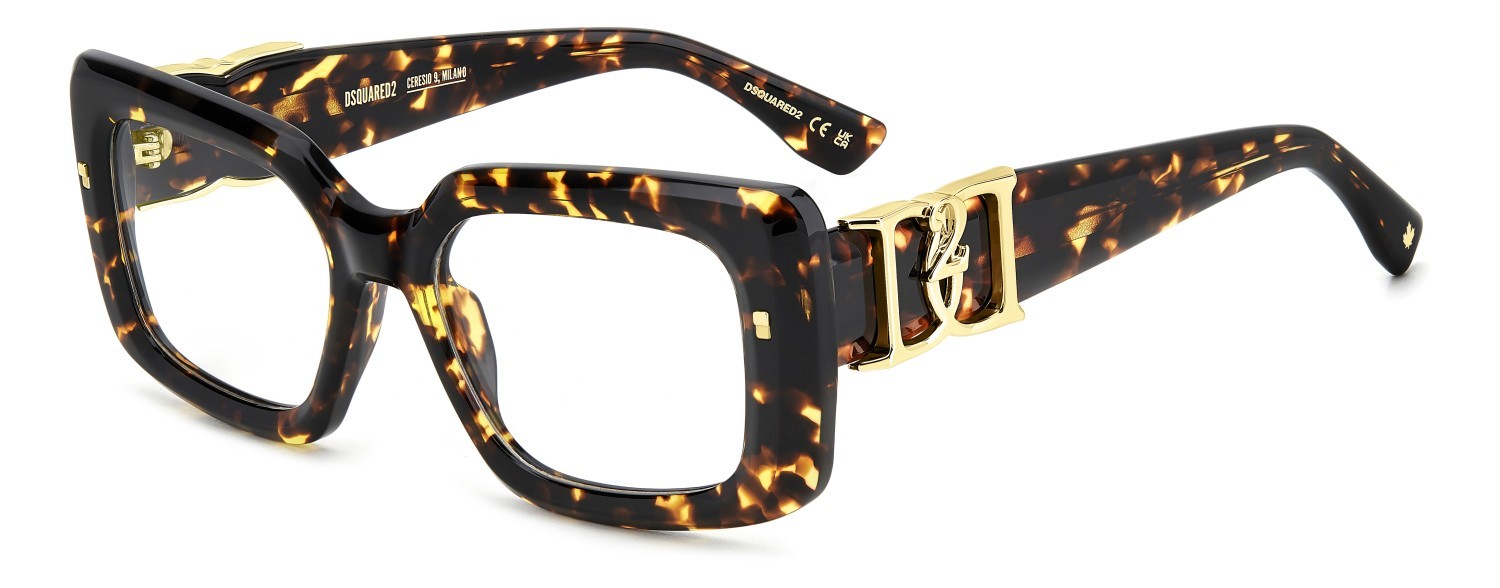 Occhiali da vista Dsquared2 D2 0171 109384 086 colore havana forma rettangolare 