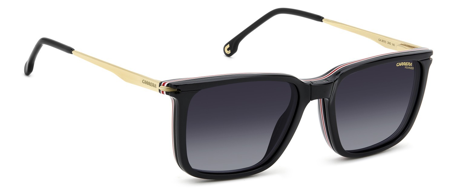 Eyeglasses Carrera Ca 357/C 109436 2M2 + clip-on color black gold shape rectangle lenses grey shaded polarized