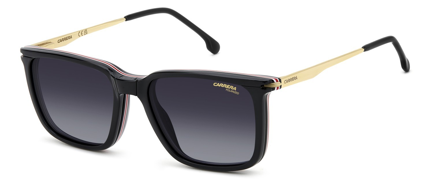 Eyeglasses Carrera Ca 357/C 109436 2M2 + clip-on color black gold shape rectangle lenses grey shaded polarized
