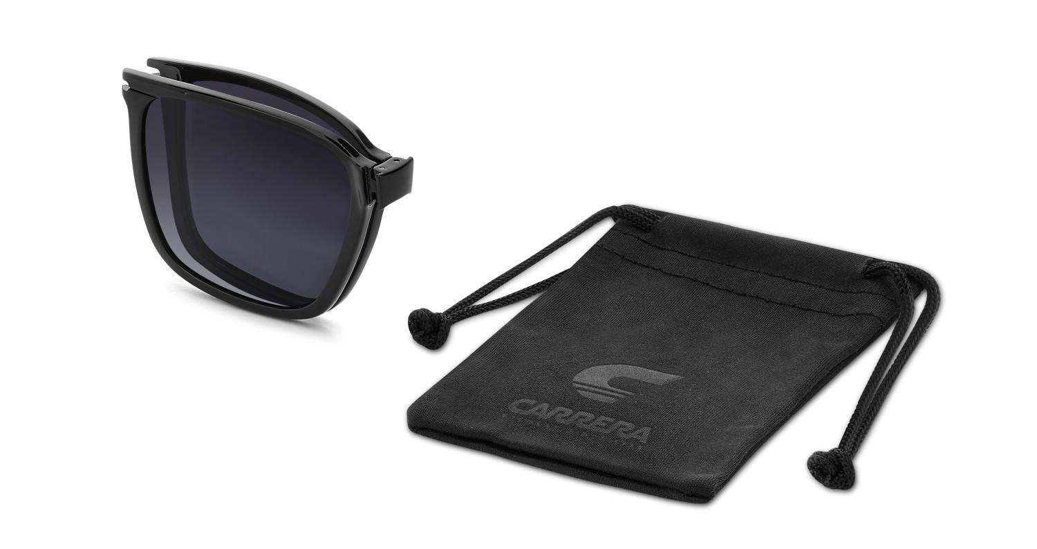 Eyeglasses Carrera Ca 357/C 109436 2M2 + clip-on color black gold shape rectangle lenses grey shaded polarized