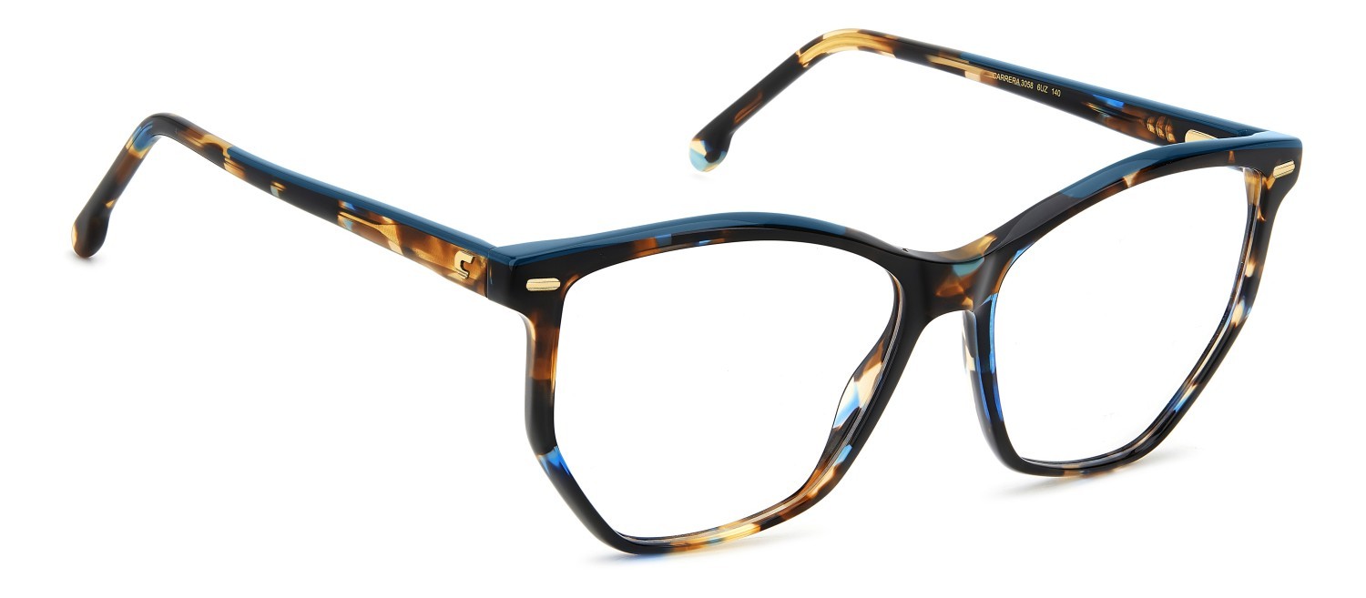Eyeglasses Carrera 3058 109438 6UZ color teal havana gold shape rectangle 