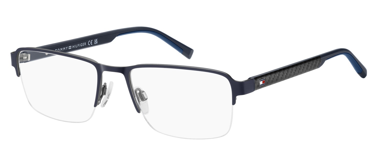 Eyeglasses Tommy Hilfiger Th 2197 109447 YOB color blue dark ruthenium shape rectangle 
