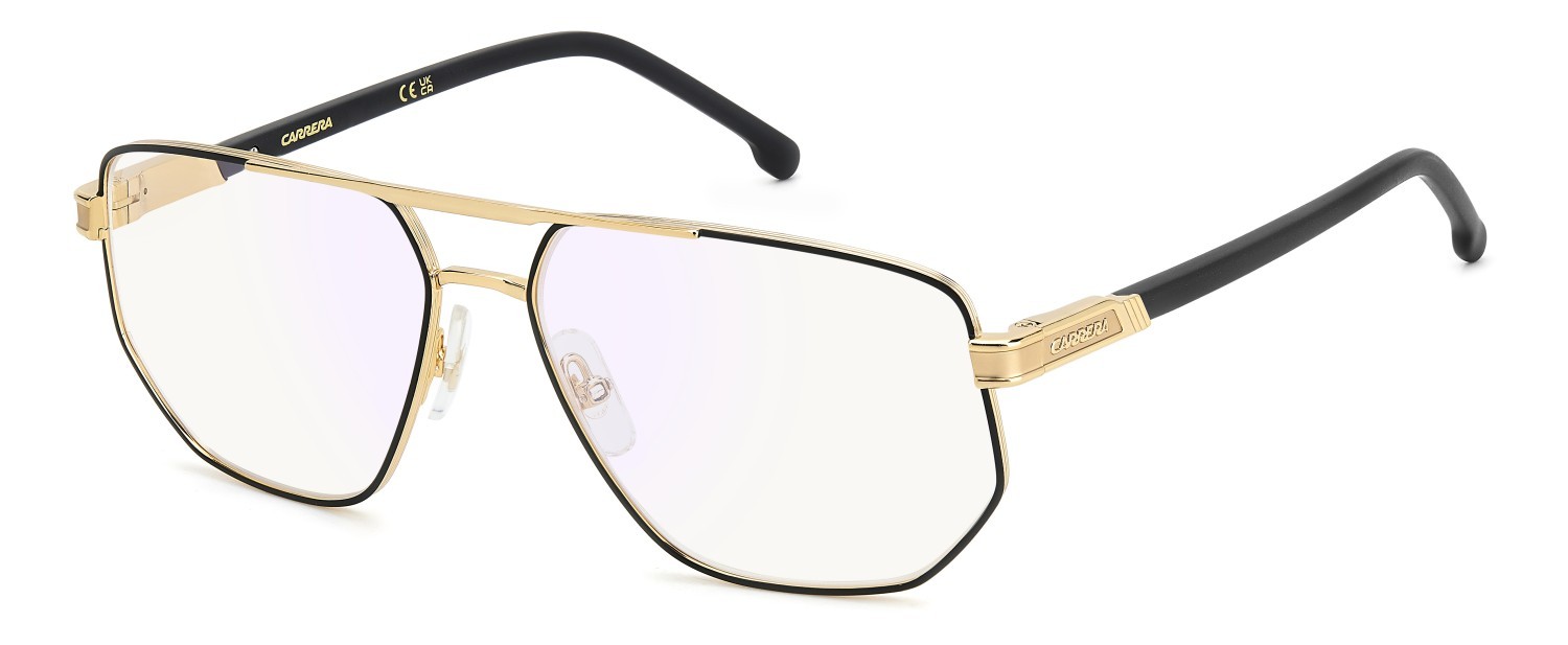 Brillen Carrera 1141 109487 I46 farbe matte black gold form rechteckig gläser blue mirror