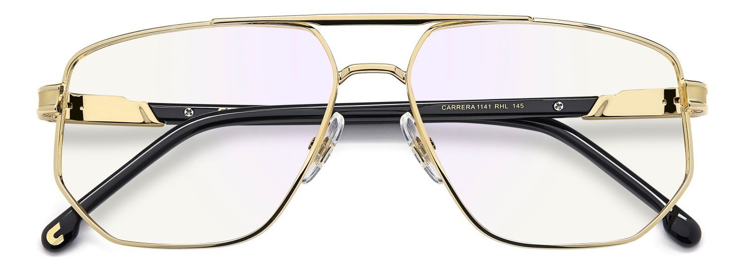 Brillen Carrera 1141 109487 RHL farbe gold black_ form rechteckig gläser blue mirror