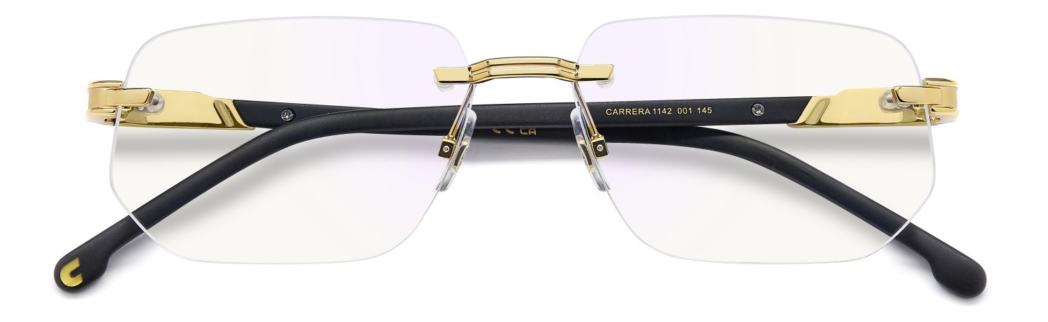 Brillen Carrera 1142 109488 001 farbe yellow gold form rechteckig gläser blue mirror