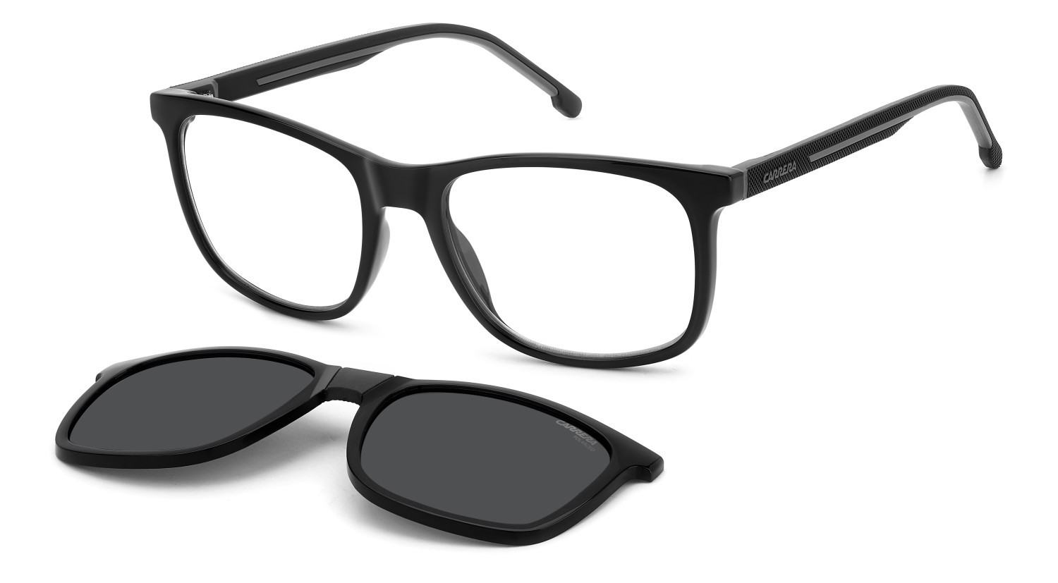 Eyeglasses Carrera Ca 8918/C 109495 08A + clip-on color black grey shape rectangle lenses grey polarized