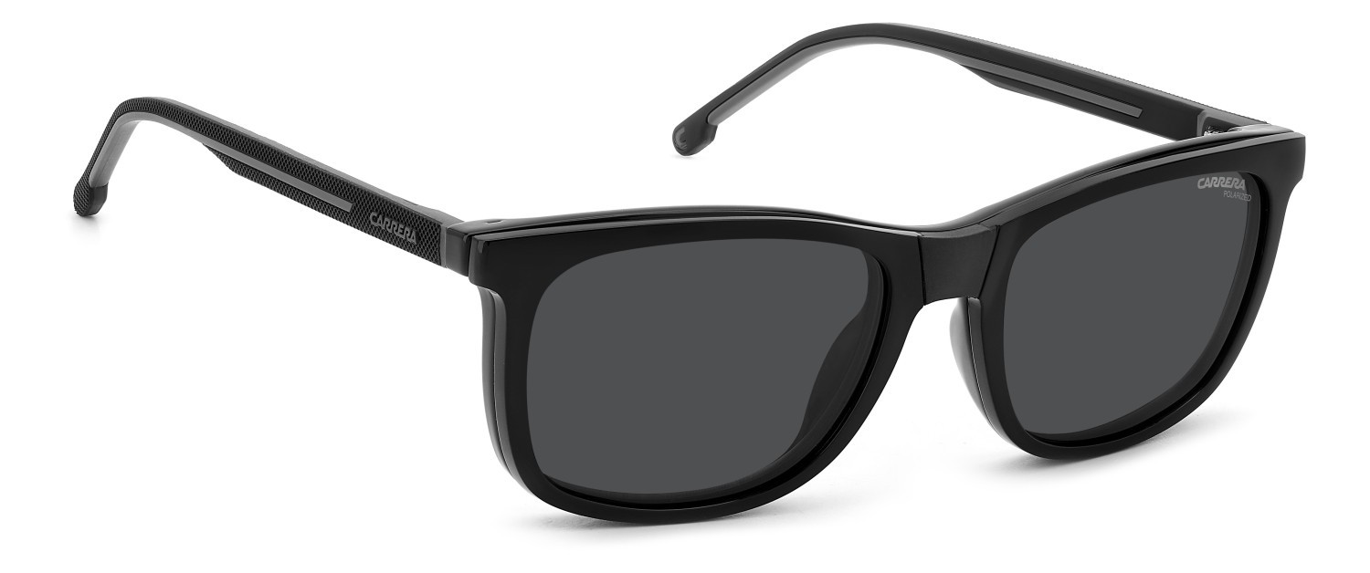 Eyeglasses Carrera Ca 8918/C 109495 08A + clip-on color black grey shape rectangle lenses grey polarized