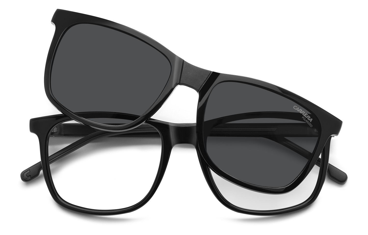 Eyeglasses Carrera Ca 8918/C 109495 08A + clip-on color black grey shape rectangle lenses grey polarized