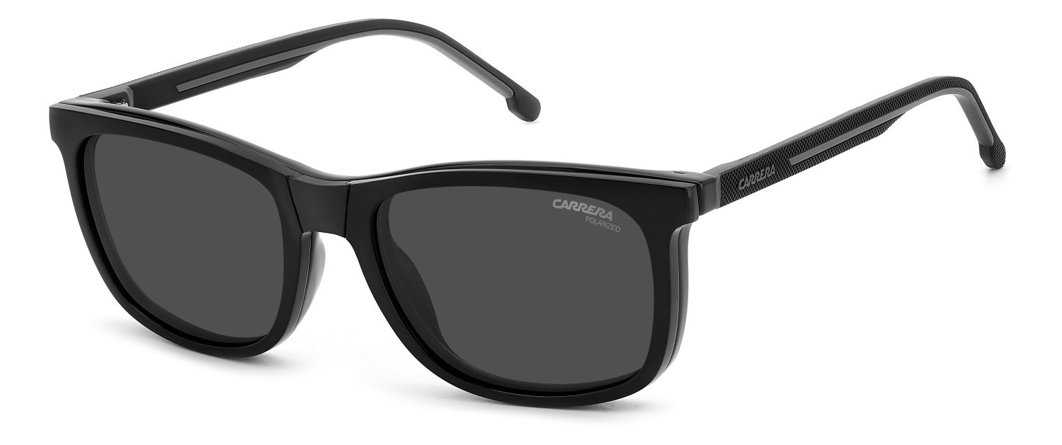 Eyeglasses Carrera Ca 8918/C 109495 08A + clip-on color black grey shape rectangle lenses grey polarized