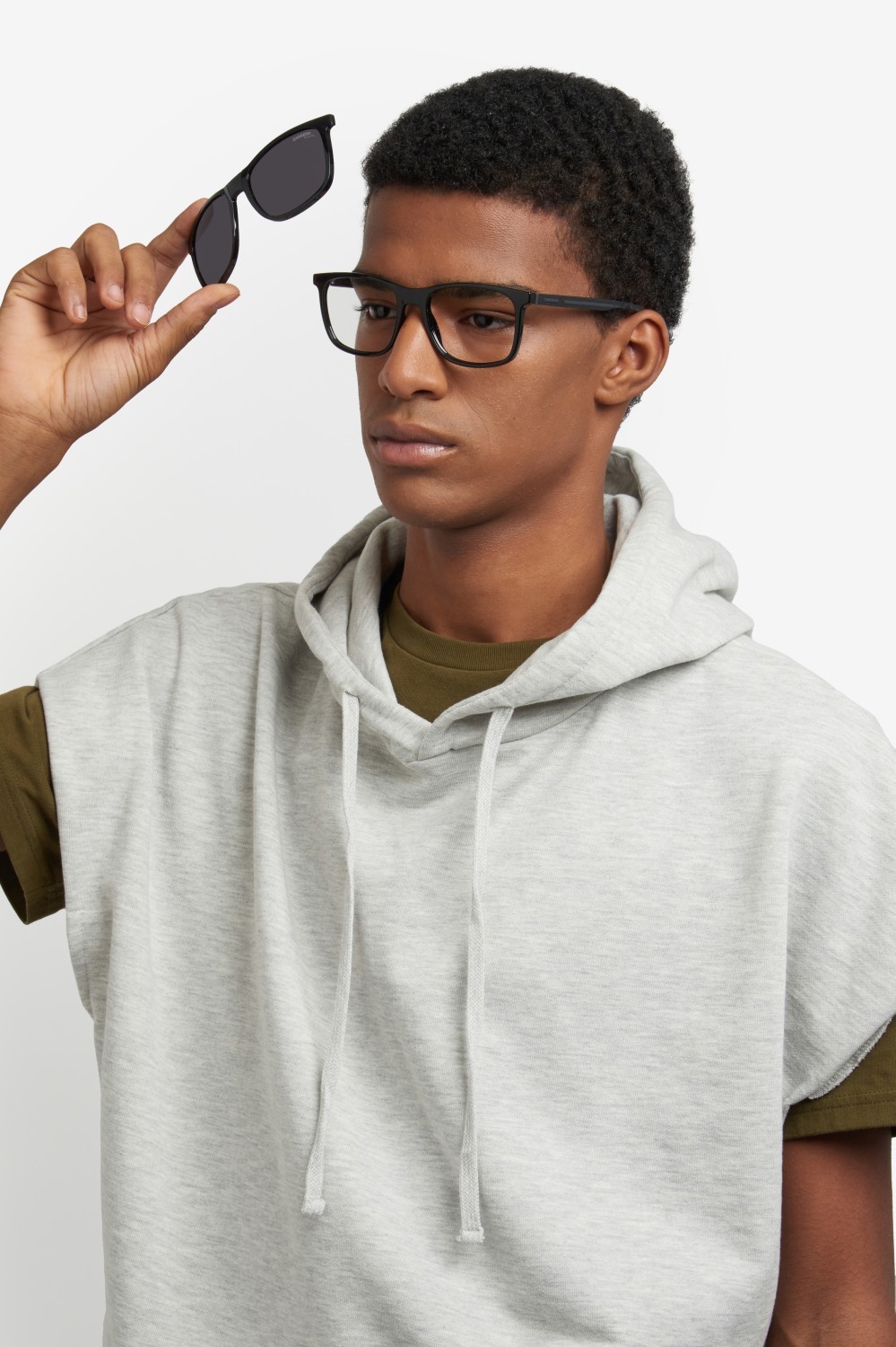 Eyeglasses Carrera Ca 8918/C 109495 08A + clip-on color black grey shape rectangle lenses grey polarized